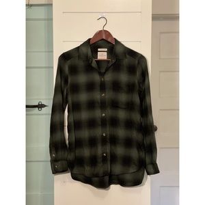 American Eagle Forest Green Flannel